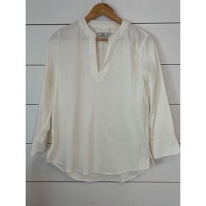 Vineyard Vines Performance Cream Seersucker Tunic Top Womens Small minimalist
